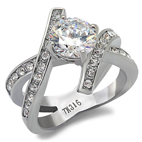 3.46CT CZ CROSSOVER STAINLESS STEEL RING-size 5/6/7